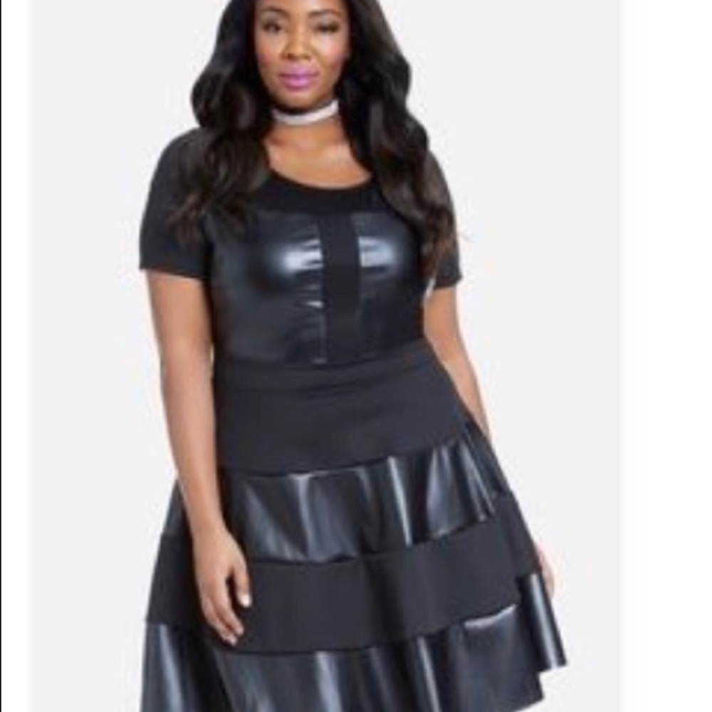 Fashion to Figure Leather Panel Dress